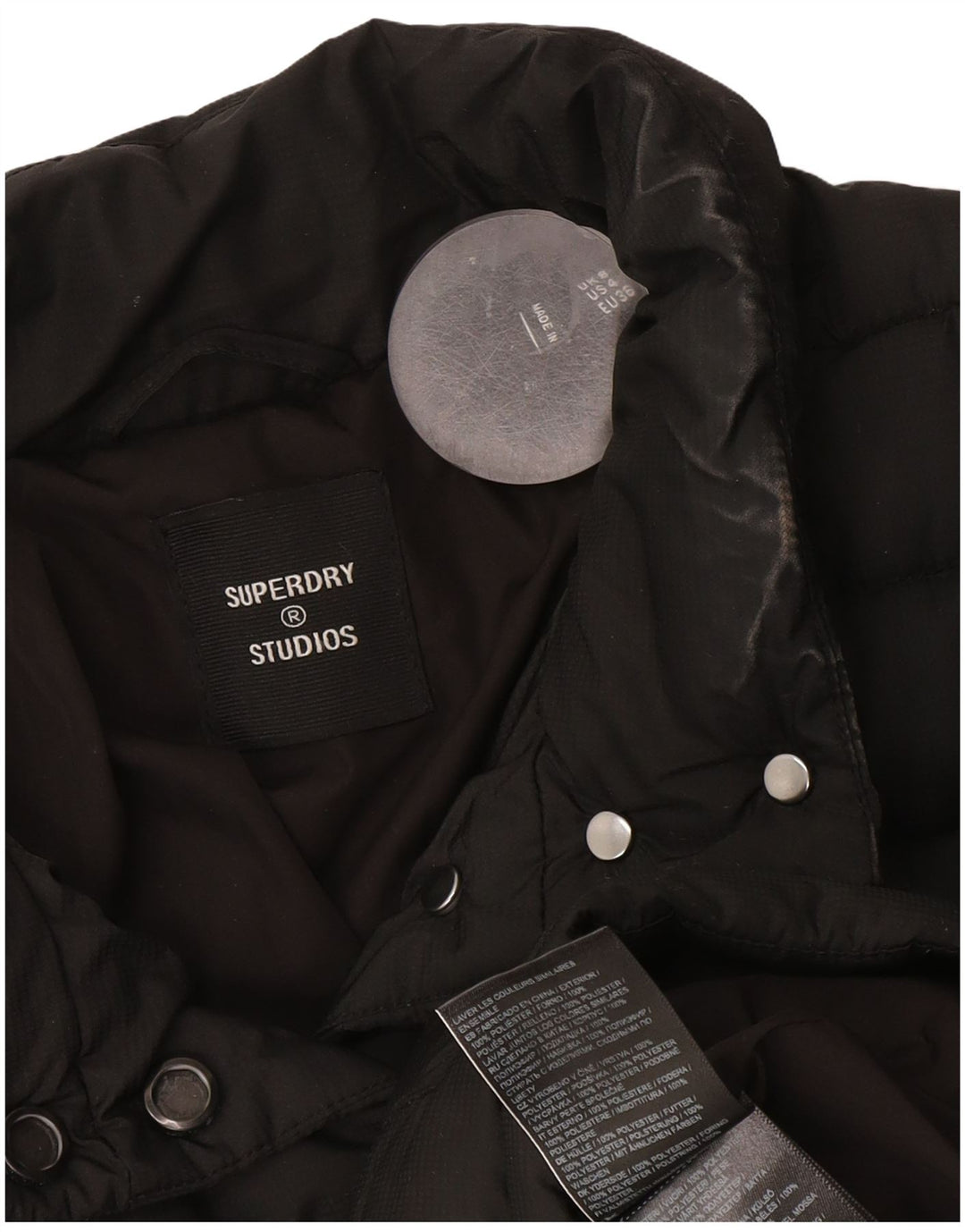 Damska kurtka Superdry Crop Padded Jacket UK 8, mała, czarna, z poliestru