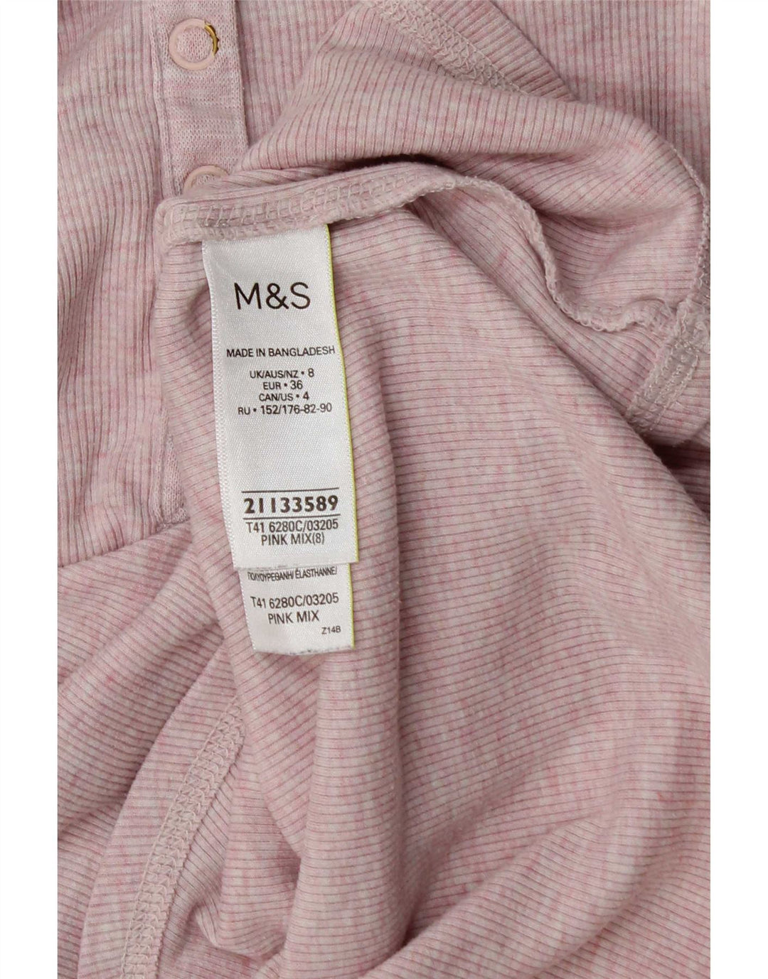 Marks & Spencer Damski top z długim rękawem, UK 8, mały, różowy, poliester