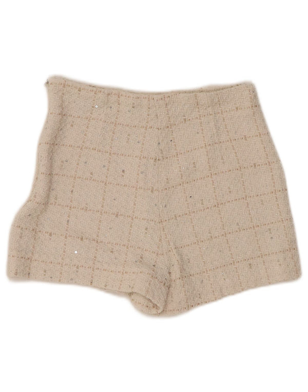 Damskie szorty ZARA z wysokim stanem XS W24 w białą kratkę