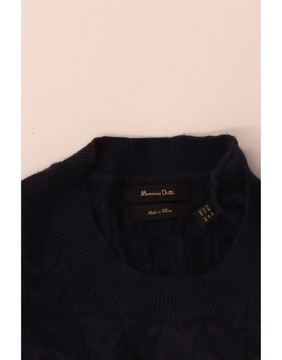 Męski sweter Massimo Dutti z okrągłym dekoltem XL, granatowa wiskoza