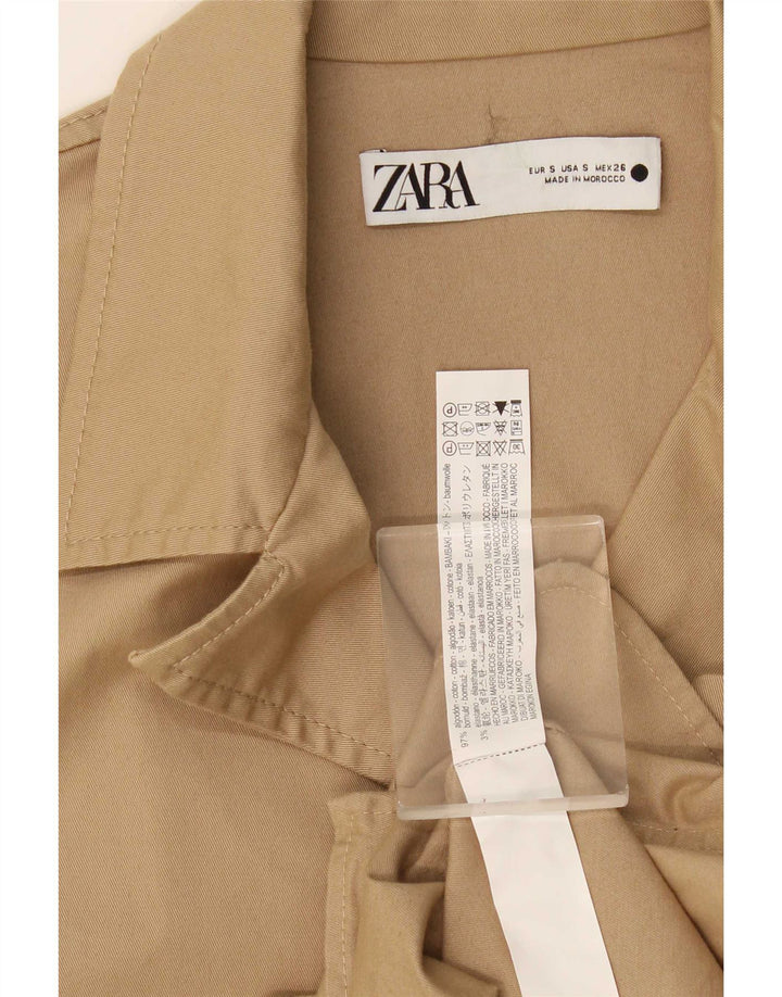 Damska marynarka zapinana na 3 guziki, oversize, Zara UK 10, mała, beżowa, bawełniana