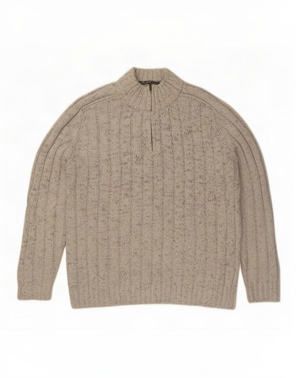 Marks & Spencer Męski sweter zapinany na zamek 2XL Szary, wełniany plamki