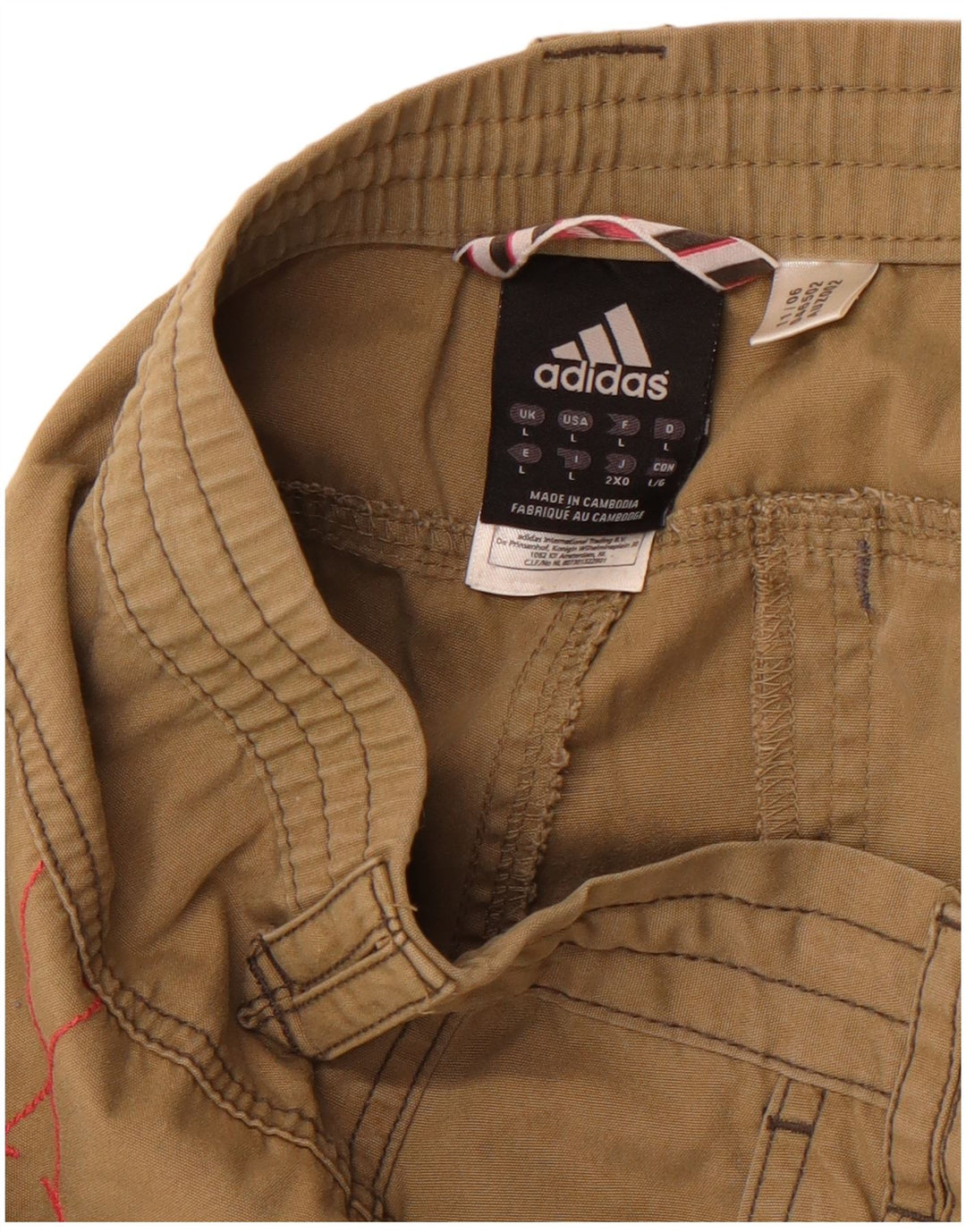 Męskie spodenki cargo ADIDAS, duże, W36, bawełna khaki