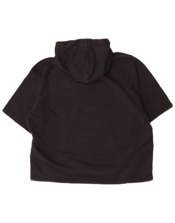 Damski sweter z krótkim rękawem i dużą bluzą z kapturem Barbour UK 14, duży czarny