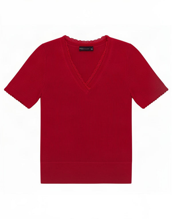 T-shirt damski Marks & Spencer Top UK 10, mały, czerwony akryl
