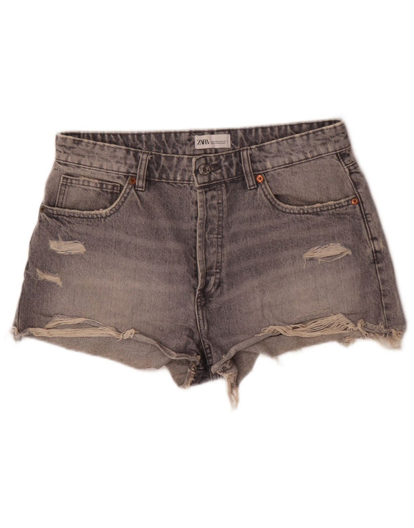 Damskie spodenki jeansowe Zara w trudnej sytuacji EU 42, duże, W32, szara bawełna