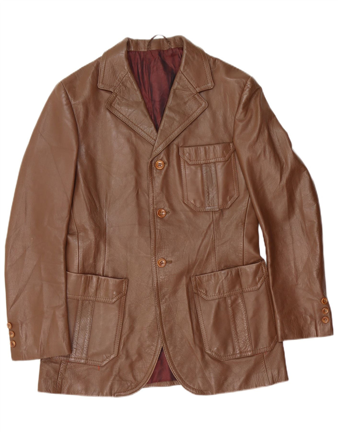 Vintage męska skórzana marynarka zapinana na 3 guziki EU 50 duży brązowy zamsz