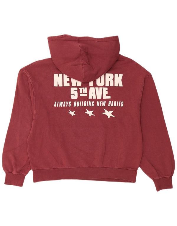 Damski sweter oversize z kapturem Pull & Bear, UK 14, średni burgund