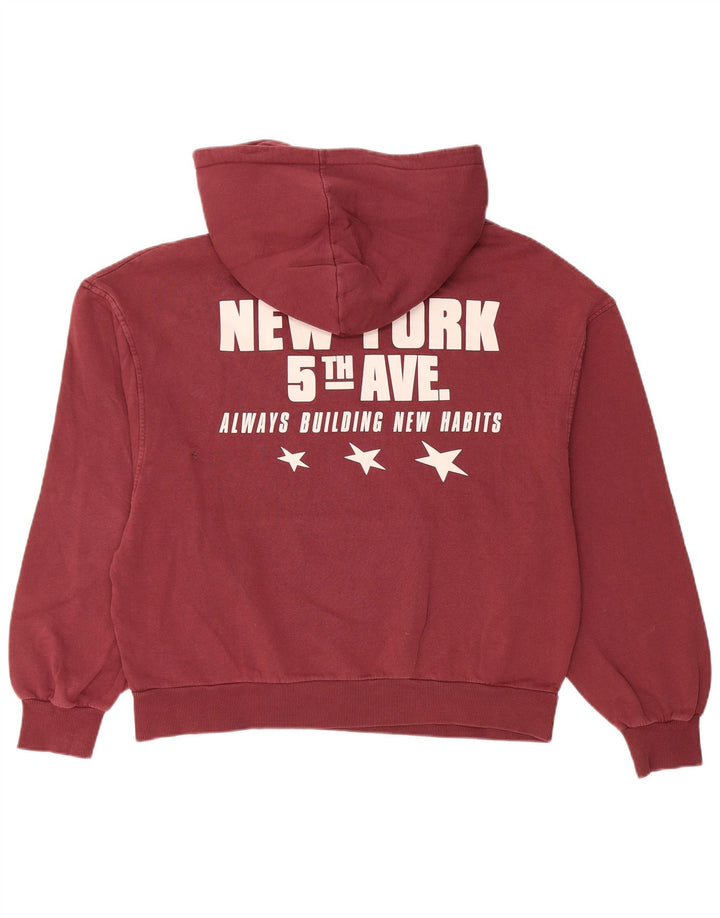 Damski sweter oversize z kapturem Pull & Bear, UK 14, średni burgund