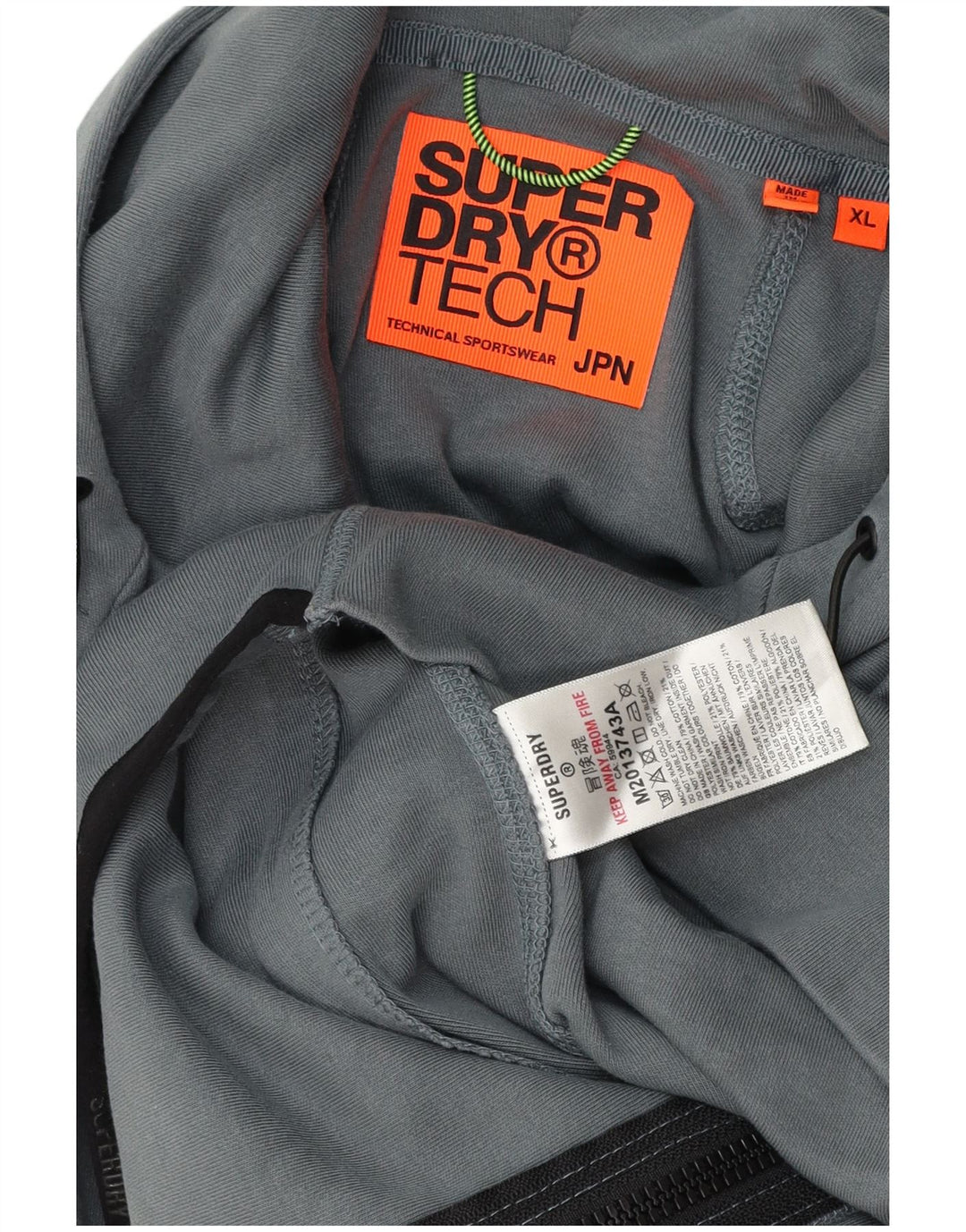 Męski sweter z kapturem i zamkiem błyskawicznym Superdry XL, niebieski, bawełniany