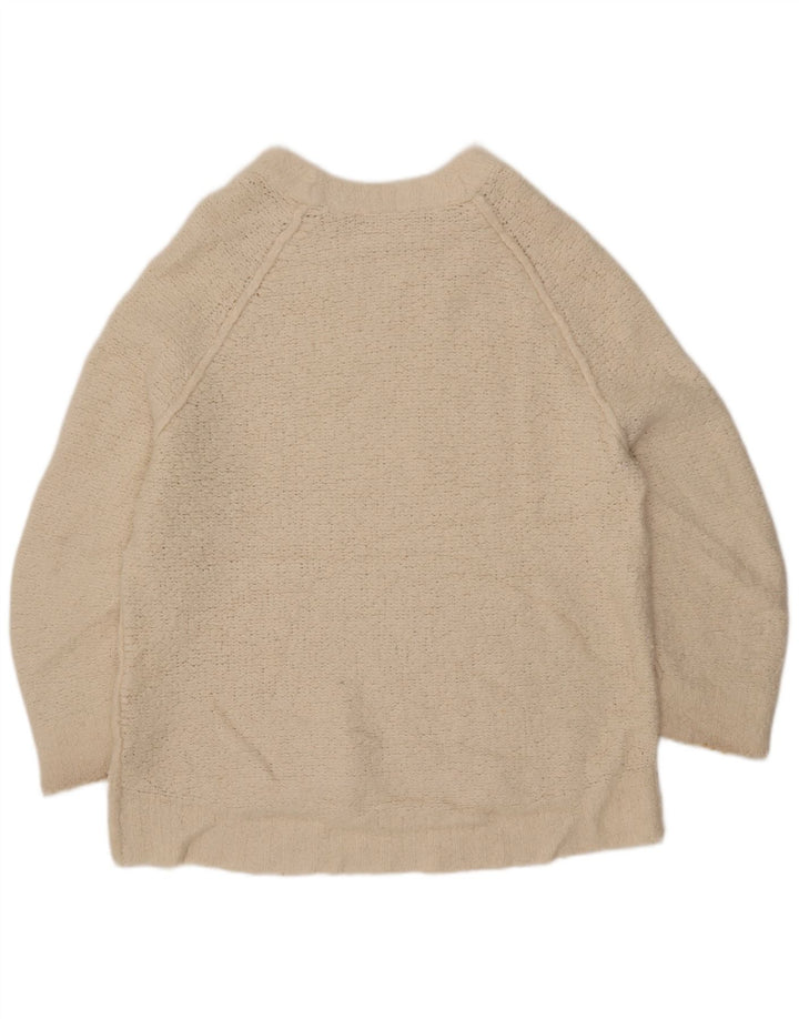 Vintage damski sweter oversize z dekoltem w łódkę UK 14 średni biały