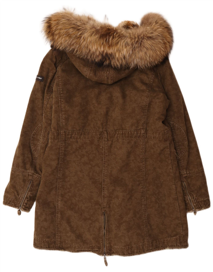 Damska kurtka parka z kapturem Frieda & Freddies EU 40, średnia bawełna khaki