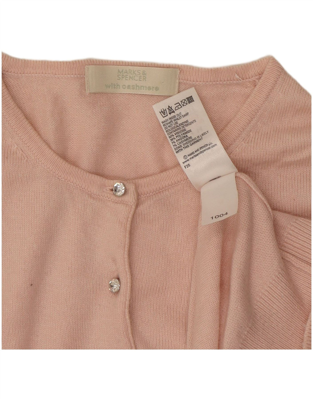 Marks & Spencer Damski sweter typu Crop Cardigan UK 14 Średnioróżowy wiskoza