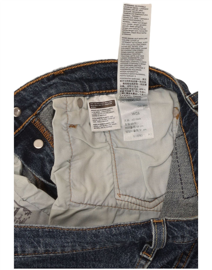 Damskie spodenki jeansowe LEVI'S 501 w trudnej sytuacji W26, małe, niebieskie, bawełniane