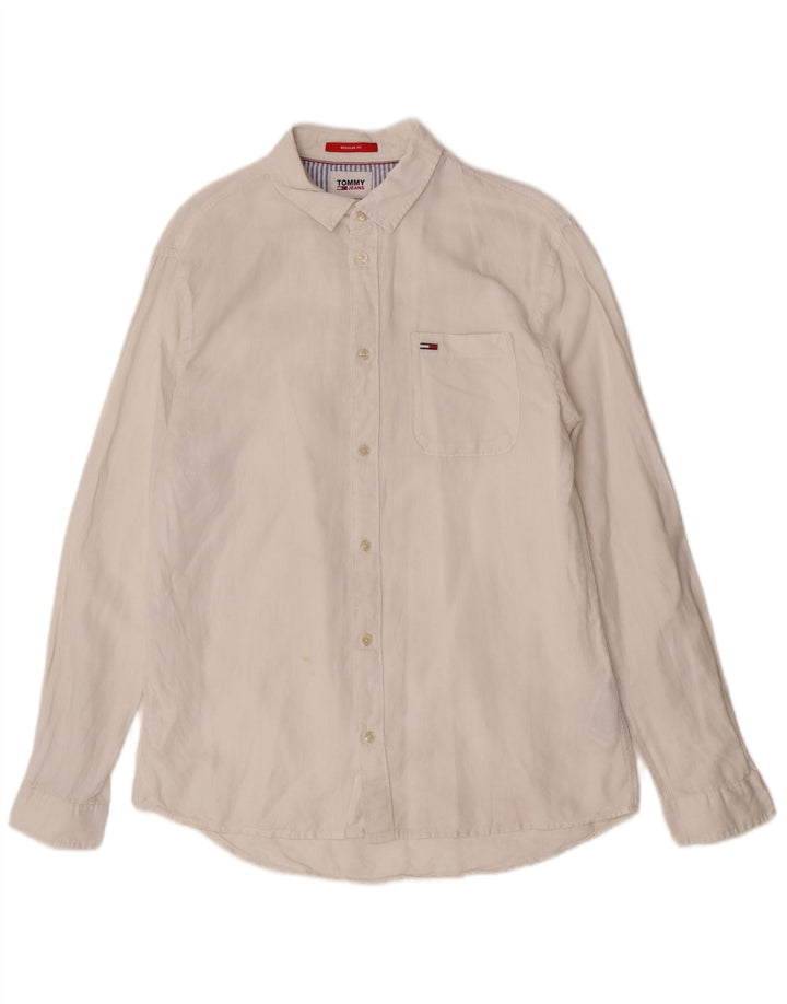 Męska koszula o regularnym kroju Tommy Hilfiger, duża, biała, bawełniana