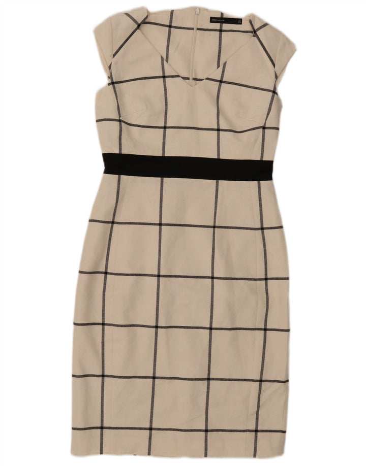 Karen Millen Damska sukienka płaszczowa UK 10, mała, złamana, biała, poliestrowa kratka