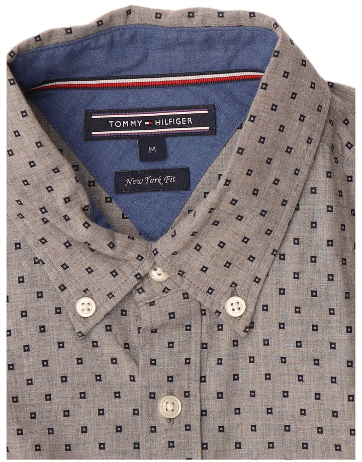 Męska koszula Tommy Hilfiger New York Fit, średnioszara, geometryczna