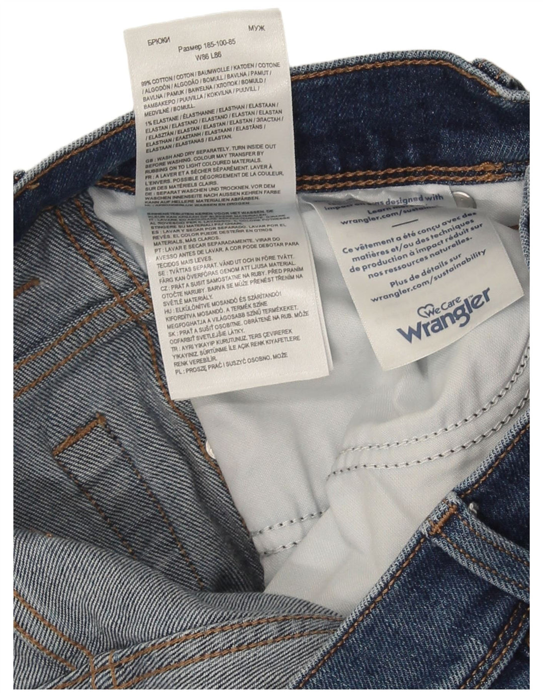 Męskie proste dżinsy Wrangler W34 L34 Niebieskie bawełniane