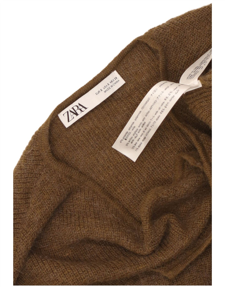 Damski sweter zawijany Zara UK 10, mały, khaki, poliamid