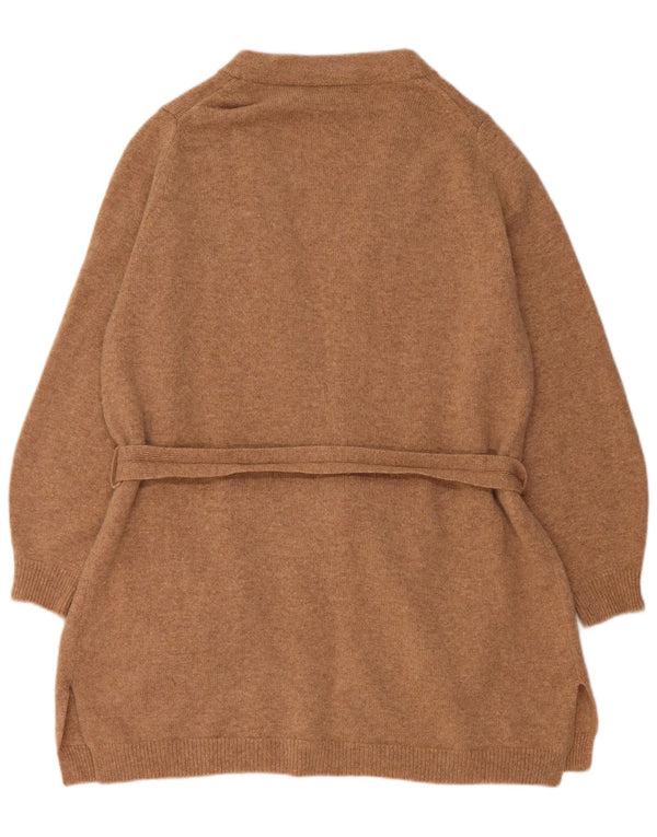 Marks & Spencer Męski sweter rozpinany o przedłużonym fasonie, UK 18 XL, brązowa wełna