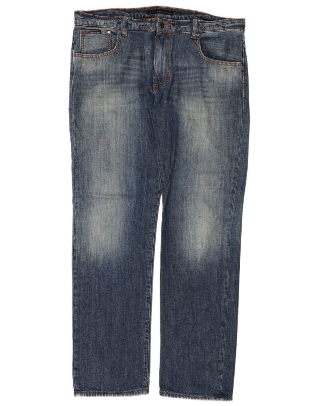 Męskie proste dżinsy Calvin Klein W38 L34 Niebieskie bawełniane