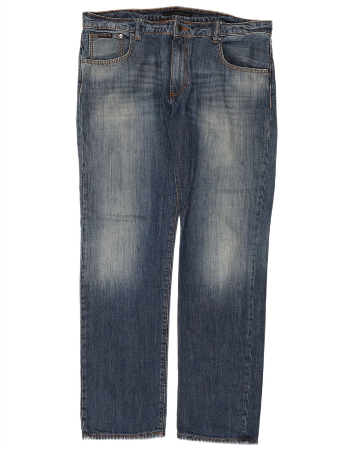 Męskie proste dżinsy Calvin Klein W38 L34 Niebieskie bawełniane