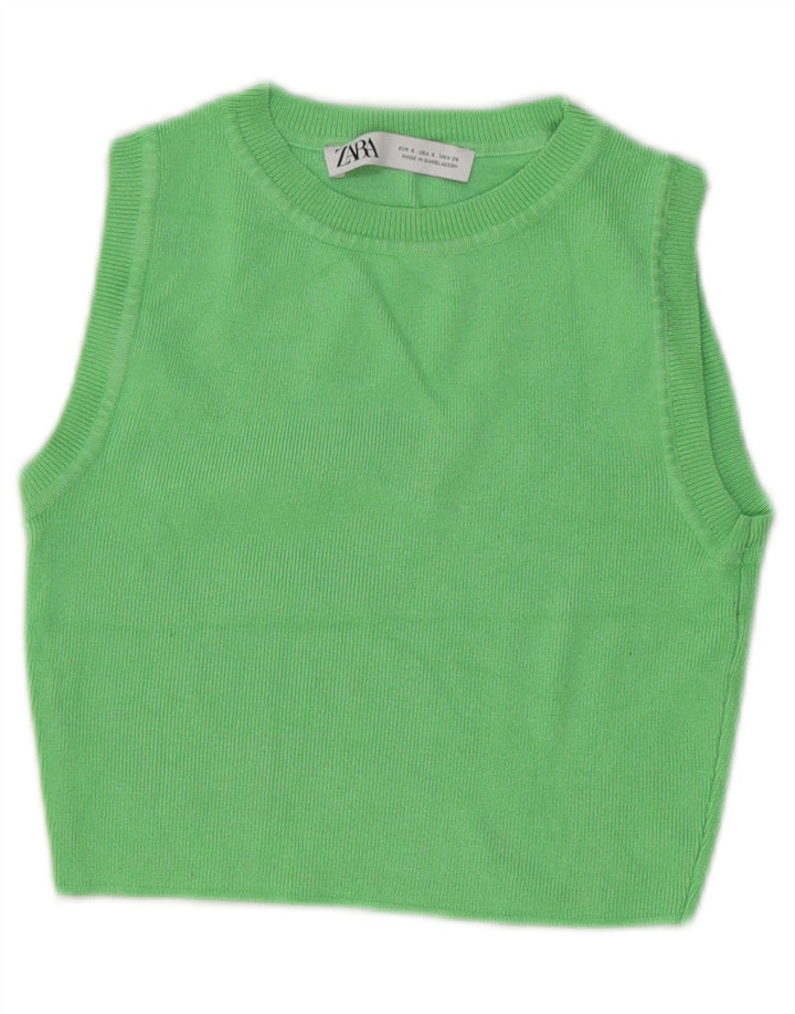 Damski krótki kamizelka Zara UK 10 Small, zielona wiskoza