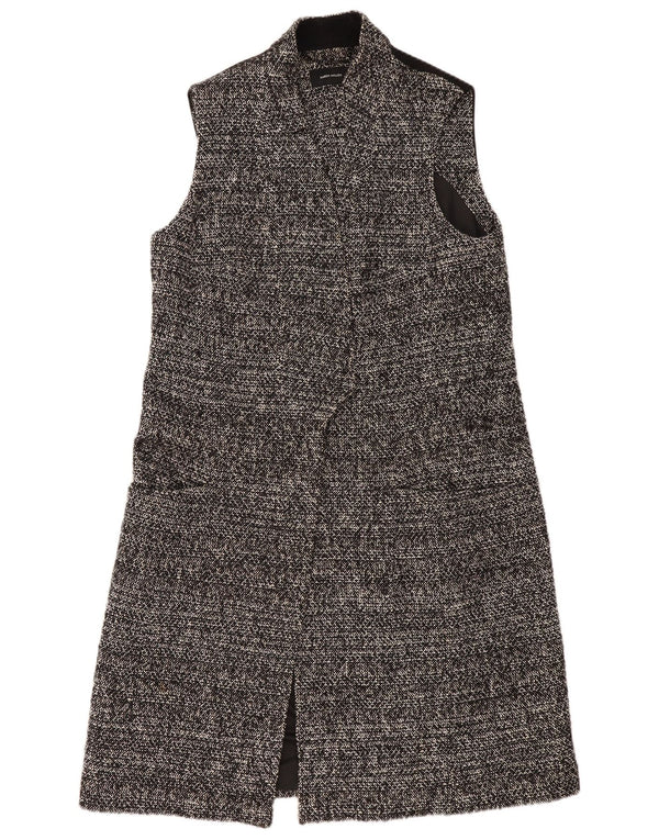 Damska kamizelka bez rękawów Karen Millen Longline UK 14, duża, czarna, nakrapiana