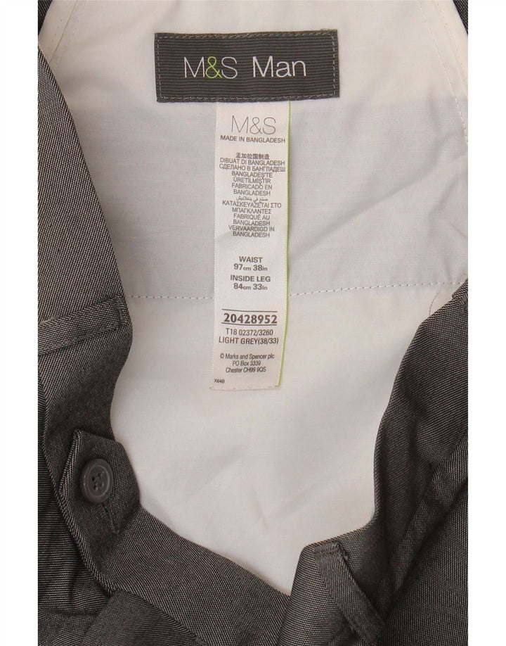 Marks & Spencer Męskie proste spodnie garniturowe W38 L29 Szary poliester