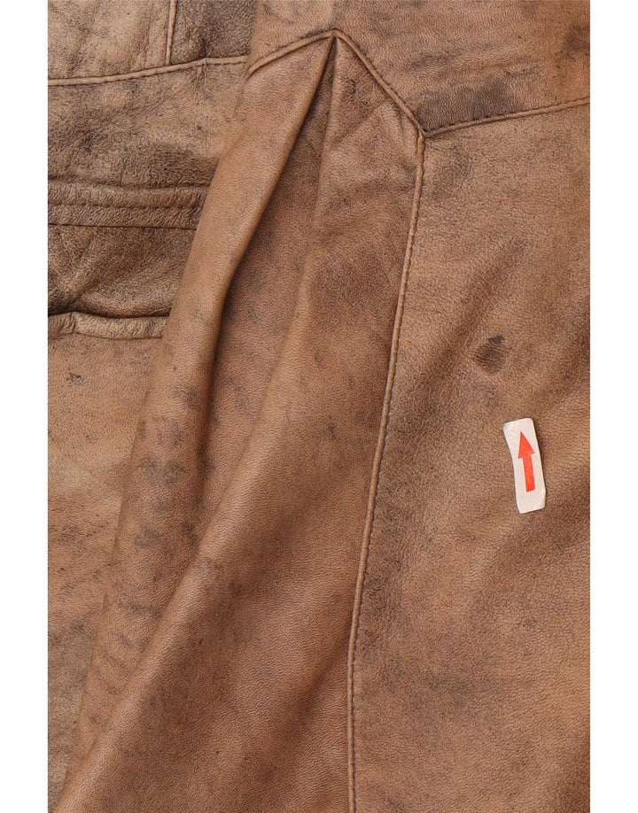 Vintage damska kurtka skórzana oversize IT 40 mała brązowa skóra