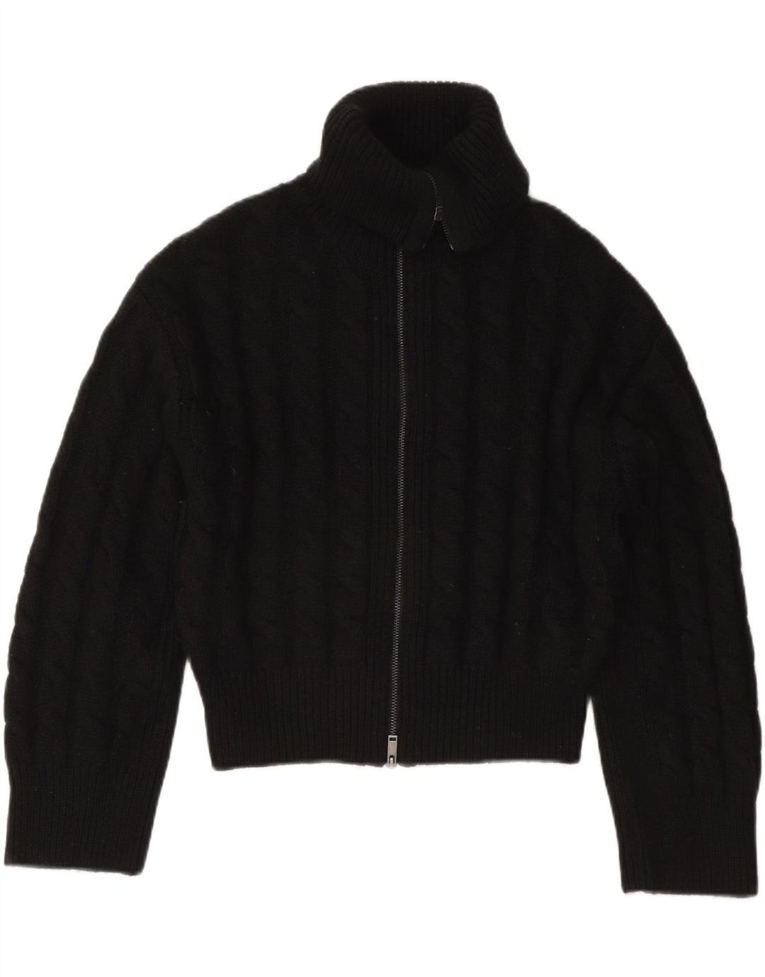 Cos Damski sweter oversize typu Crop Cardigan UK 10 Small Black Wełna