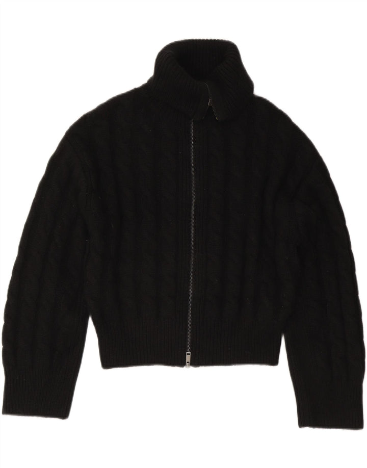 Cos Damski sweter oversize typu Crop Cardigan UK 10 Small Black Wełna