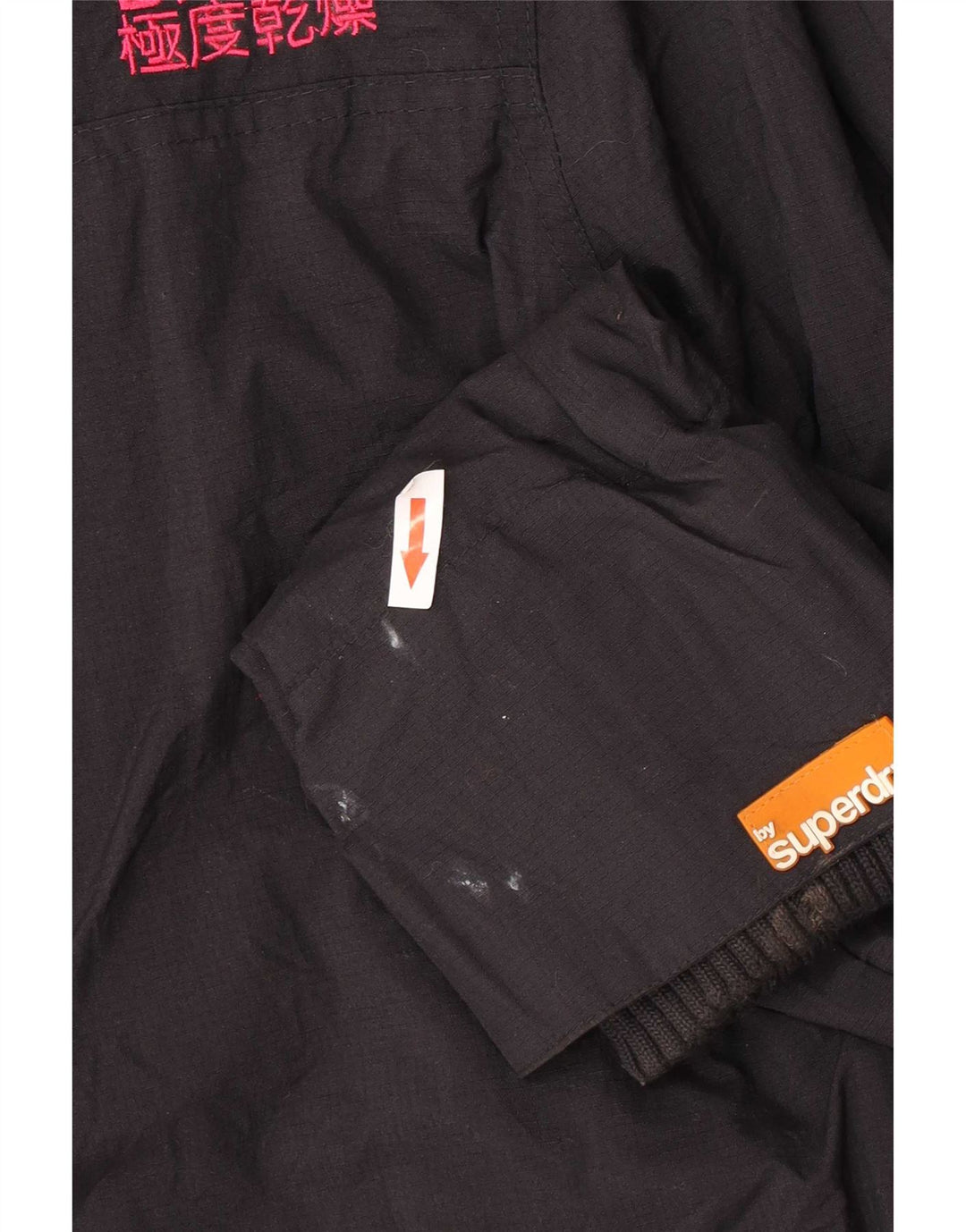 Damska kurtka wiatrówka Superdry Graphic UK 16, duża, czarna nylonowa