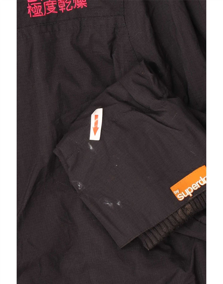 Damska kurtka wiatrówka Superdry Graphic UK 16, duża, czarna nylonowa