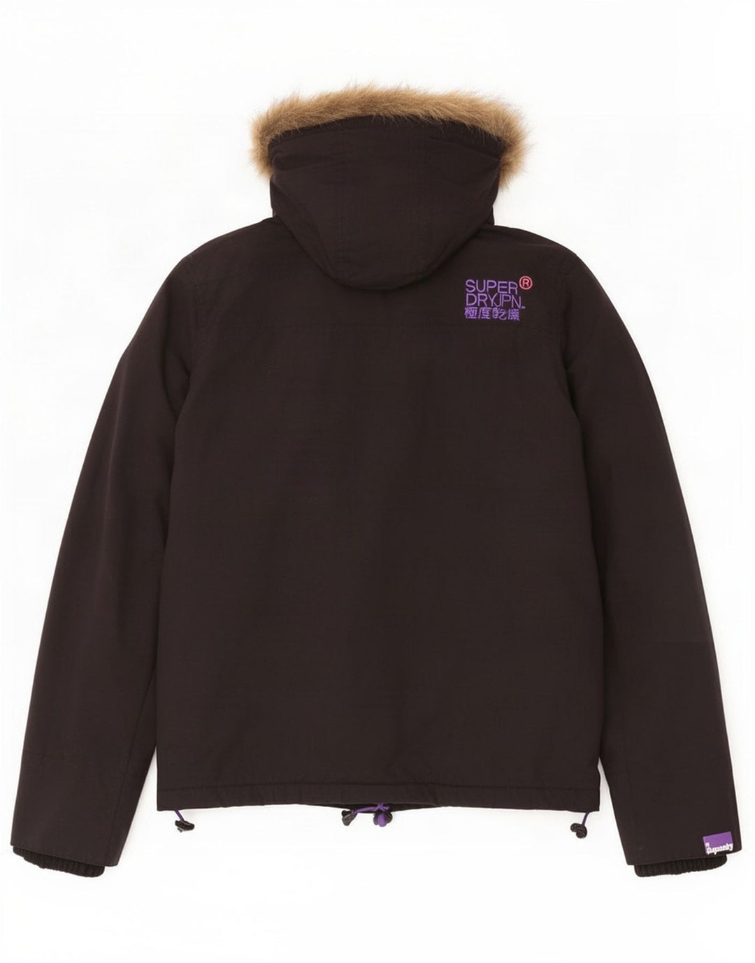 Damska wiatrówka z kapturem Superdry UK 16, duża czarna