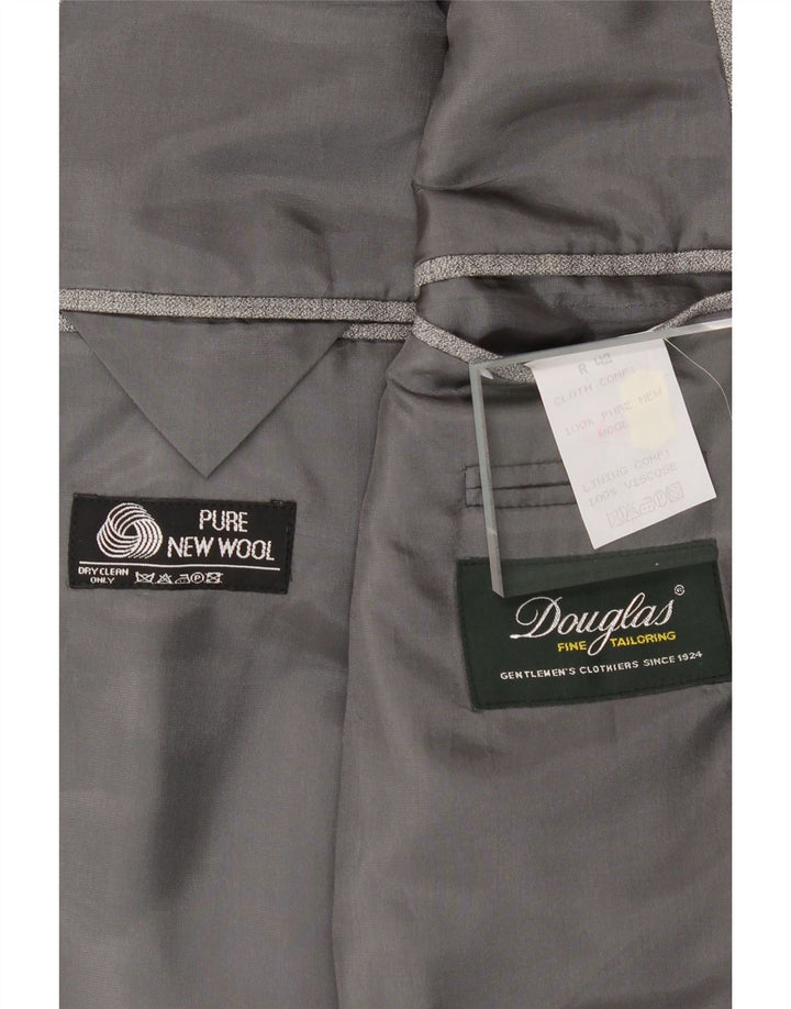 DOUGLAS Mens 3 Button Blazer Jacket UK 42 XL Grey Check Wool Vintage Douglas and Second-Hand Douglas from Messina Hembry 