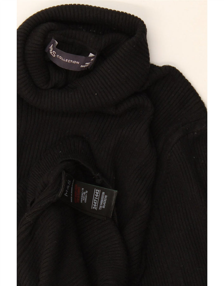 Marks & Spencer Damski sweter z golfem UK 14 Średni czarny wiskoza