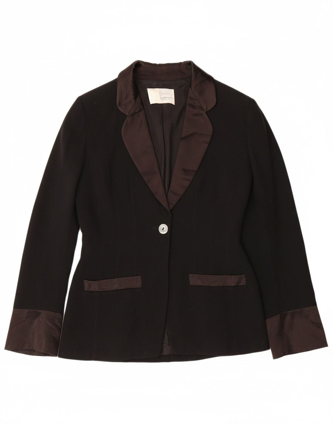 MYRENE DE PREMONVILLE Womens Blazer Jacket UK 14 Medium Black Colourblock Vintage Myrene De Premonville and Second-Hand Myrene De Premonville from Messina Hembry 