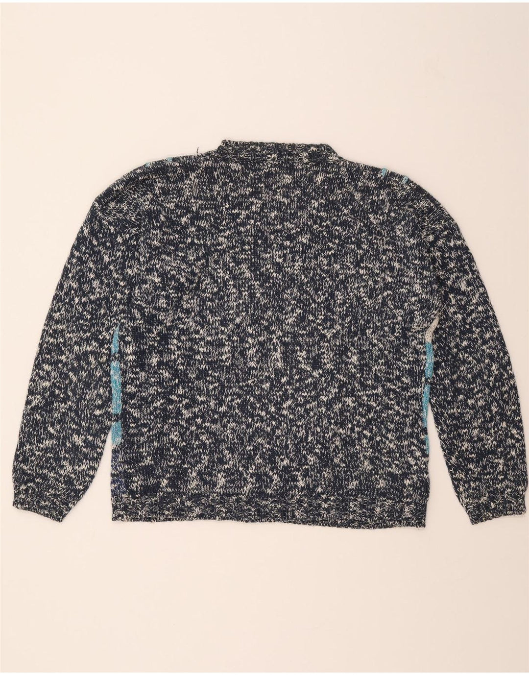WEST END Mens V-Neck Jumper Sweater XL Blue Check Ramie Vintage West End and Second-Hand West End from Messina Hembry 