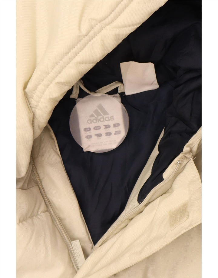 Chłopięca kurtka Adidas z kapturem i wyściełaną grafiką 15-16 lat, biała, z blokami kolorów