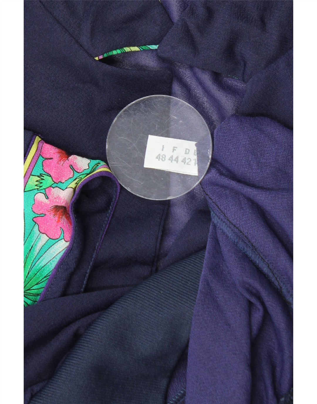 Damska bluzka typu Crop Top IT 48 XL w stylu vintage, granatowa w kwiaty