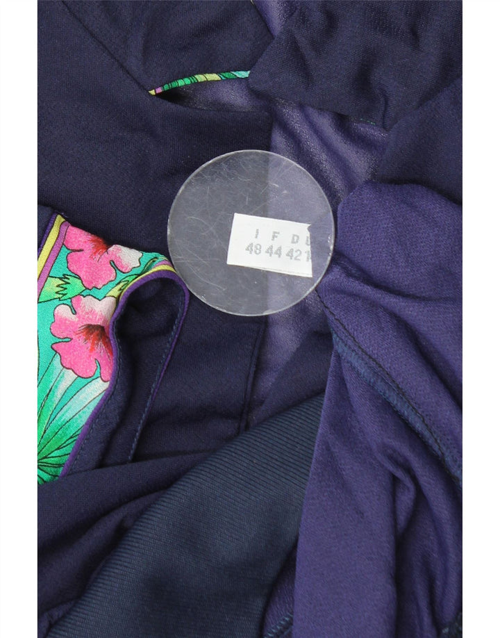 Damska bluzka typu Crop Top IT 48 XL w stylu vintage, granatowa w kwiaty