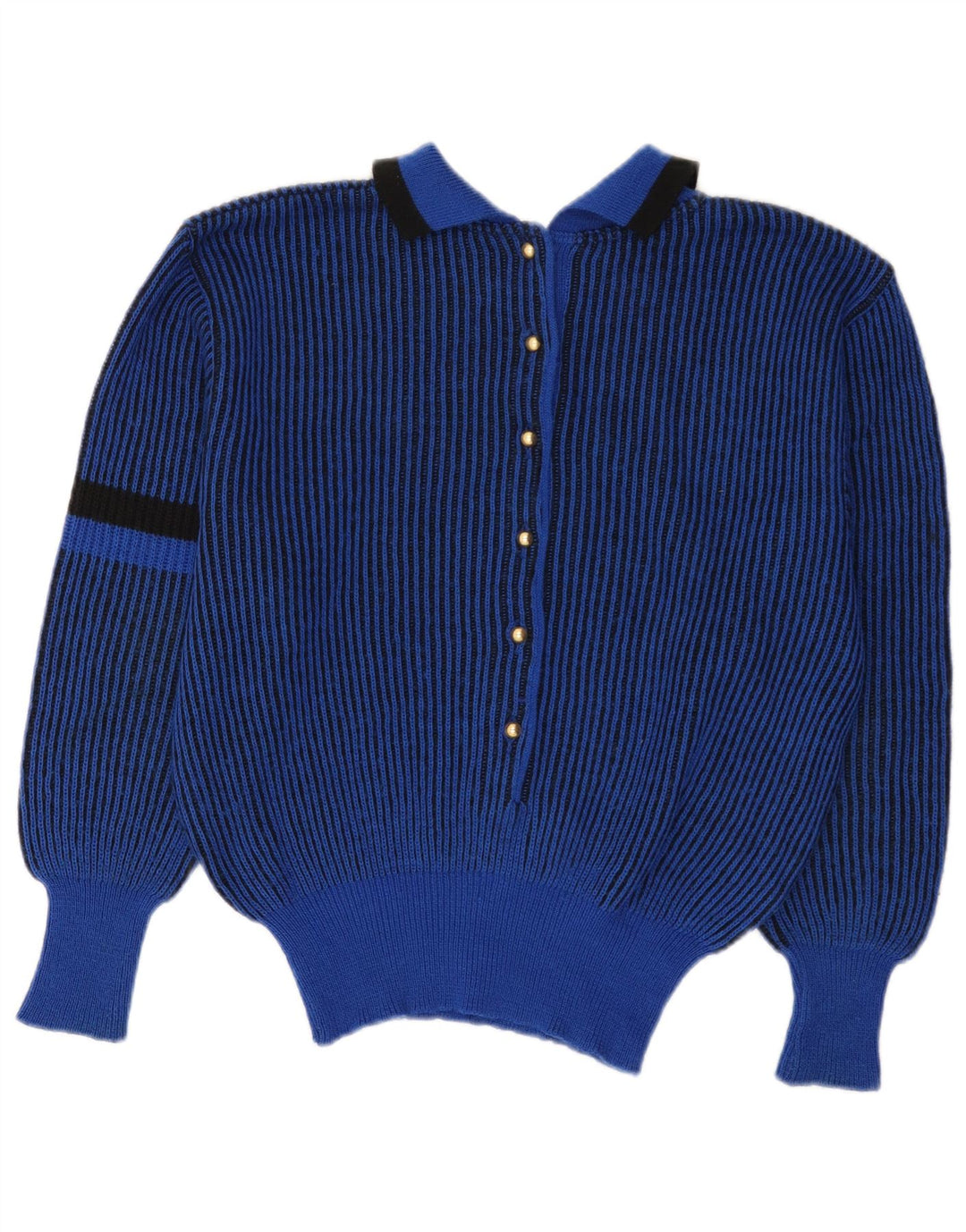 Damski sweter polo VINTAGE UK 12 w średnie niebieskie paski