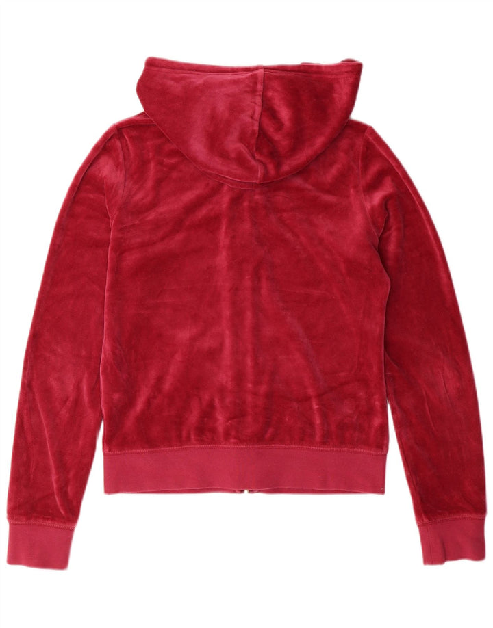 JUICY COUTURE Damski welurowy sweter z kapturem i zamkiem, UK 10, mały, różowy, bawełniany