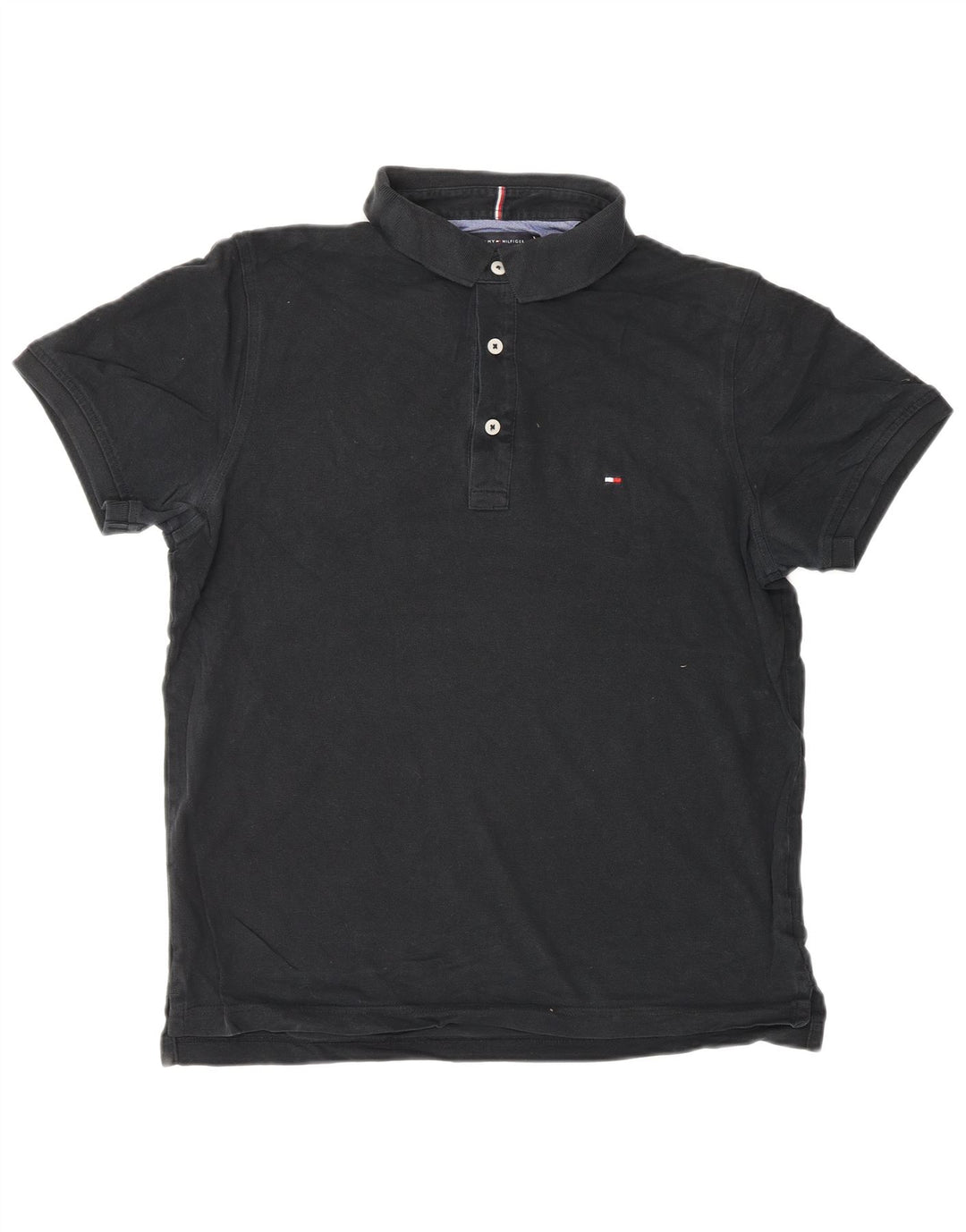 Męska koszulka polo slim fit TOMMY HILFIGER, średnia czarna, bawełniana