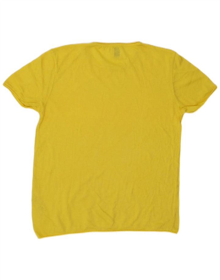 T-shirt męski Zara Top, średni, żółty, bawełniany