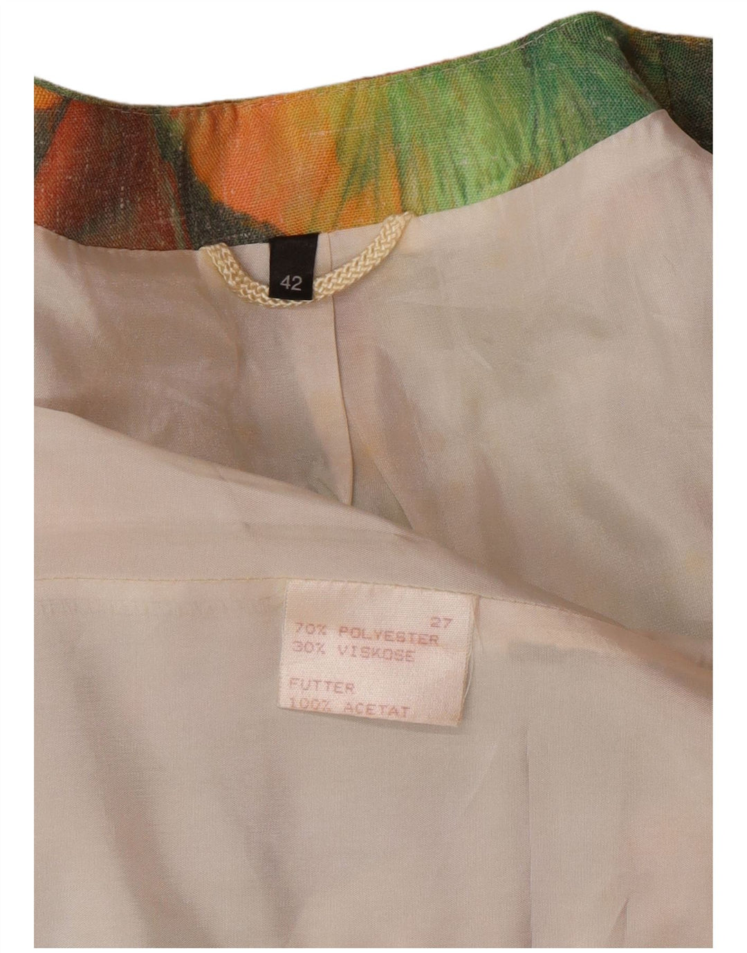 Damska marynarka VINTAGE Longline z abstrakcyjnym wzorem EU 42, duża zielona