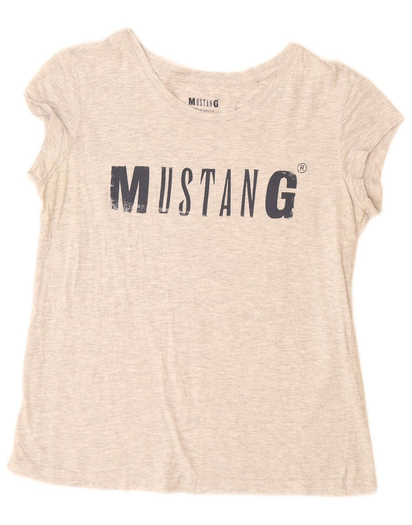 Damska koszulka z grafiką MUSTANG Top UK 6 XS Szara nakrapiana