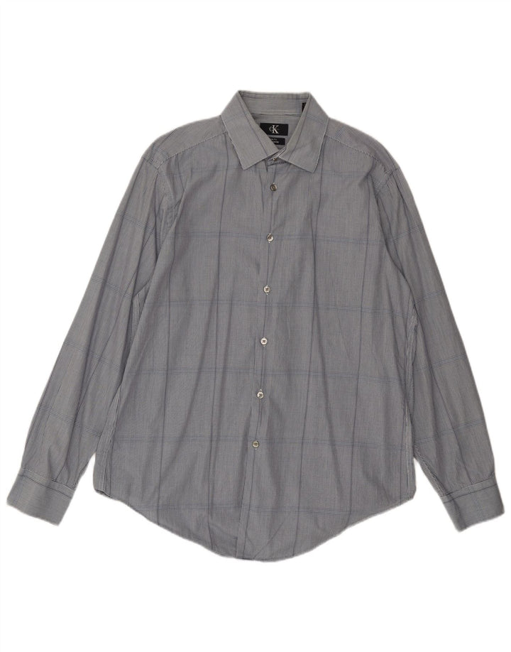 Koszula męska CALVIN KLEIN o dopasowanym kroju, rozmiar 16, duża, bawełniana w granatową kratę