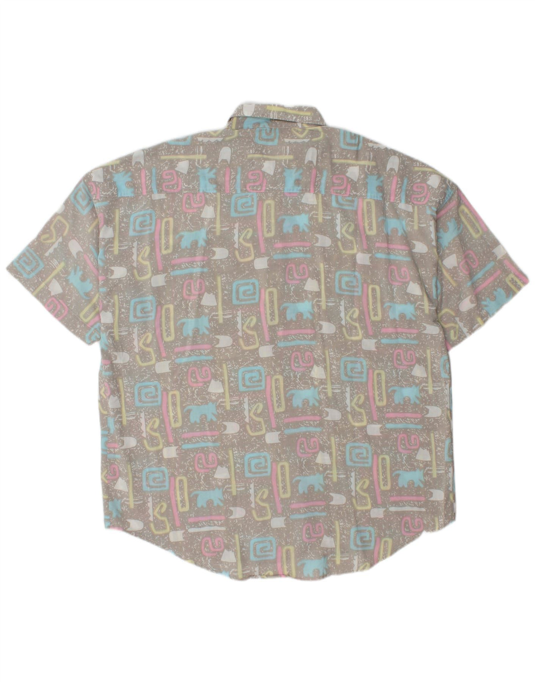Vintage męska koszula z krótkim rękawem XL, szara, geometryczna